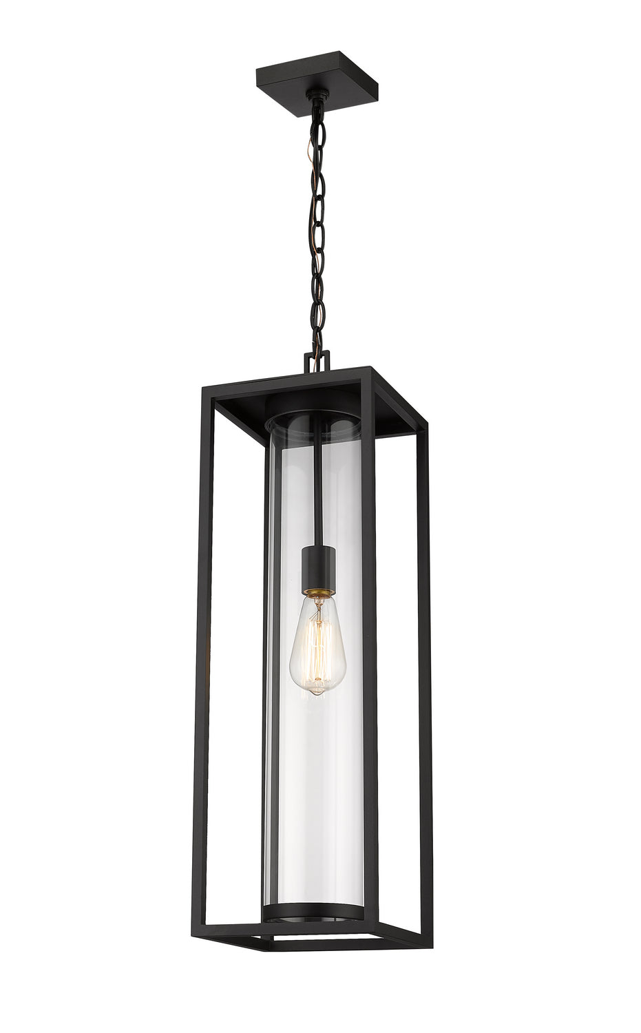 Dunbroch One Light Outdoor Chain Mount Ceiling Fixture in Black - available from The Lighting Shoppe, trusted by Canadian homeowners