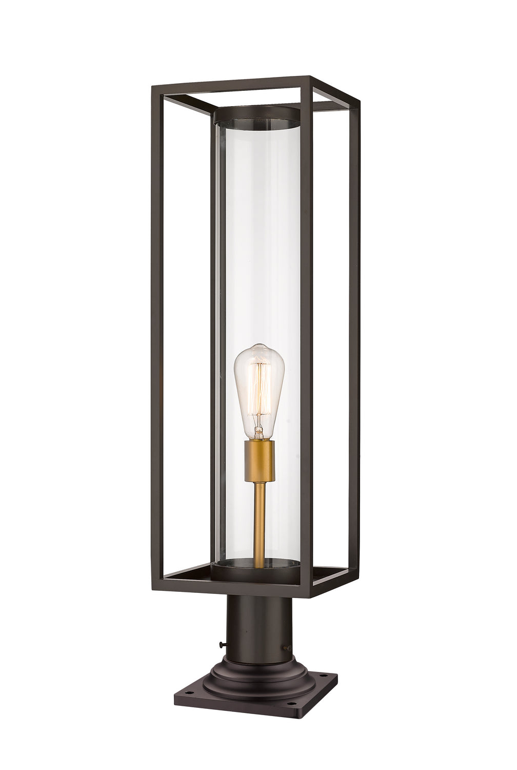 Dunbroch One Light Outdoor Pier Mounted Fixture in Deep Bronze + Outdoor Brass - available from The Lighting Shoppe, trusted by Canadian homeowners