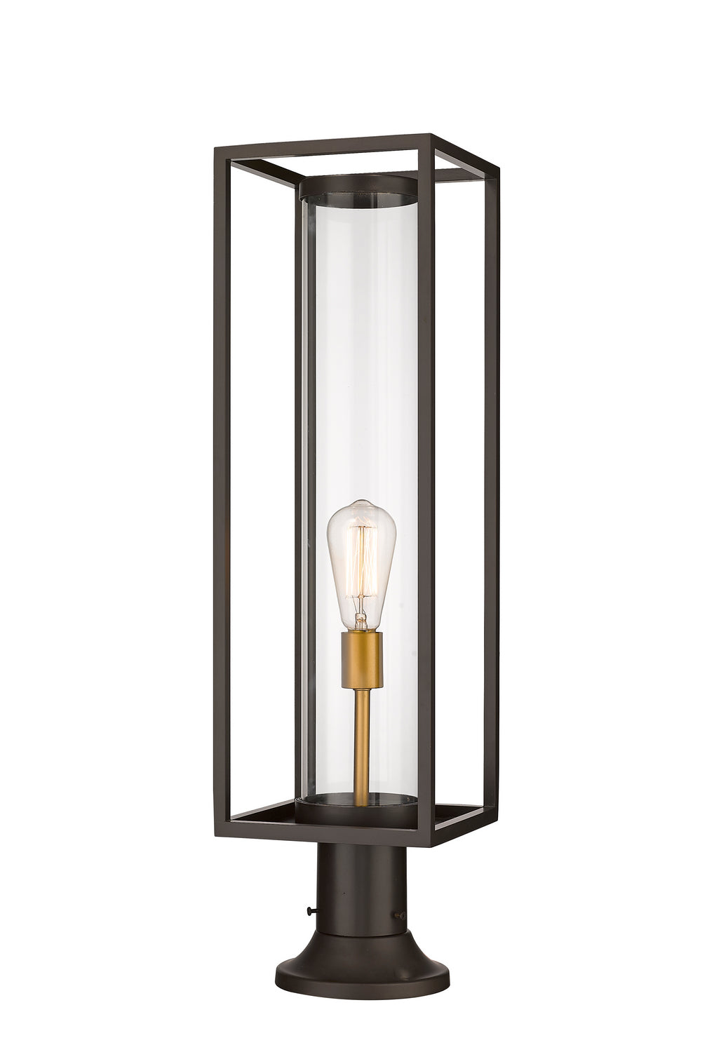 Dunbroch One Light Outdoor Pier Mounted Fixture in Deep Bronze + Outdoor Brass - available from The Lighting Shoppe, trusted by Canadian homeowners