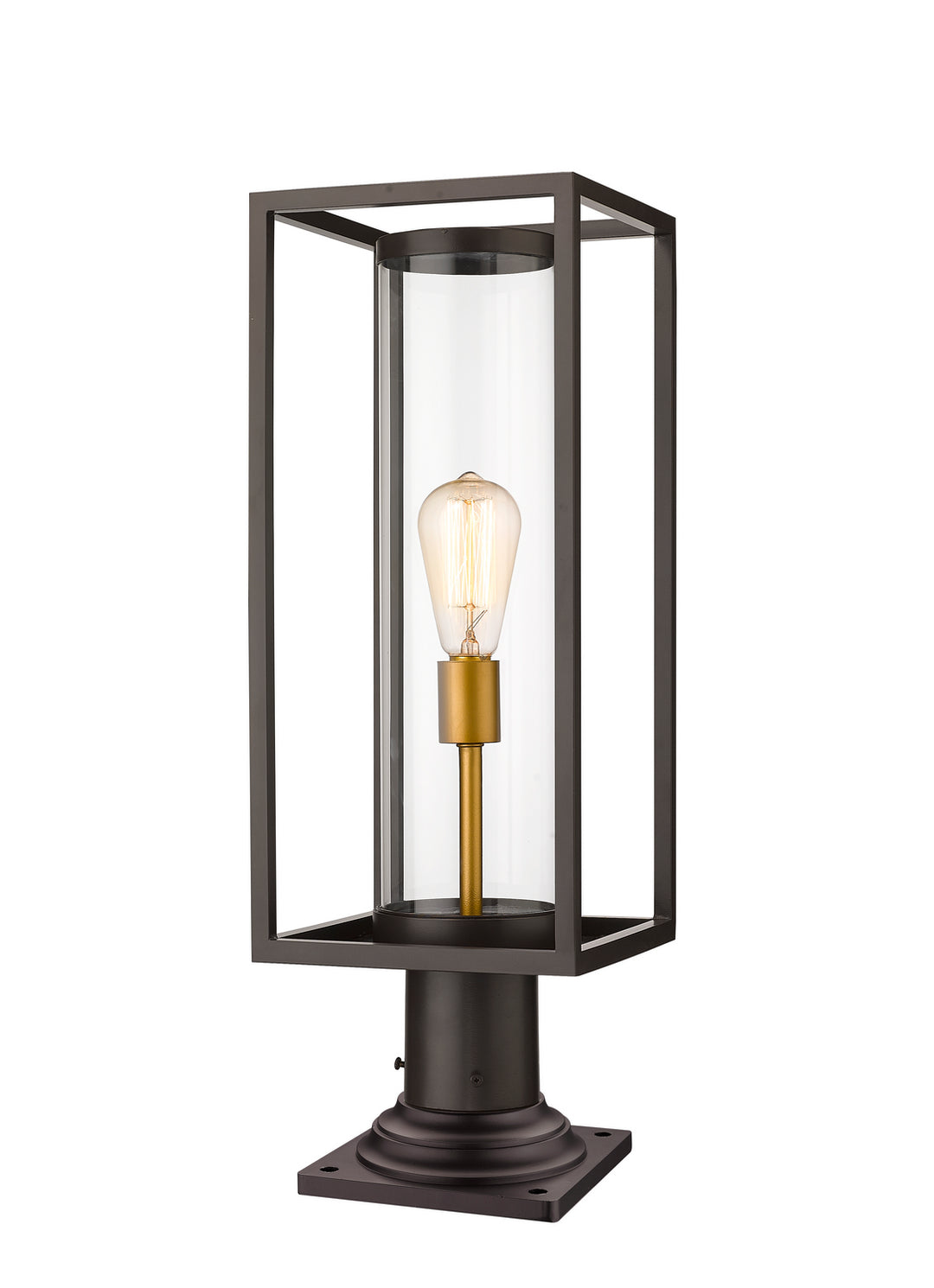 Dunbroch One Light Outdoor Pier Mounted Fixture in Deep Bronze + Outdoor Brass - available from The Lighting Shoppe, trusted by Canadian homeowners