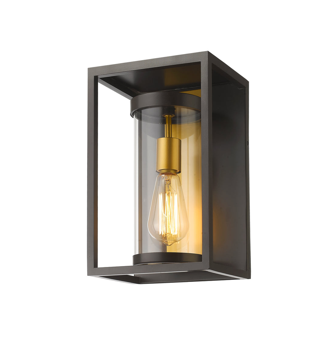 Dunbroch One Light Outdoor Wall Light in Deep Bronze + Outdoor Brass - available from The Lighting Shoppe, trusted by Canadian homeowners