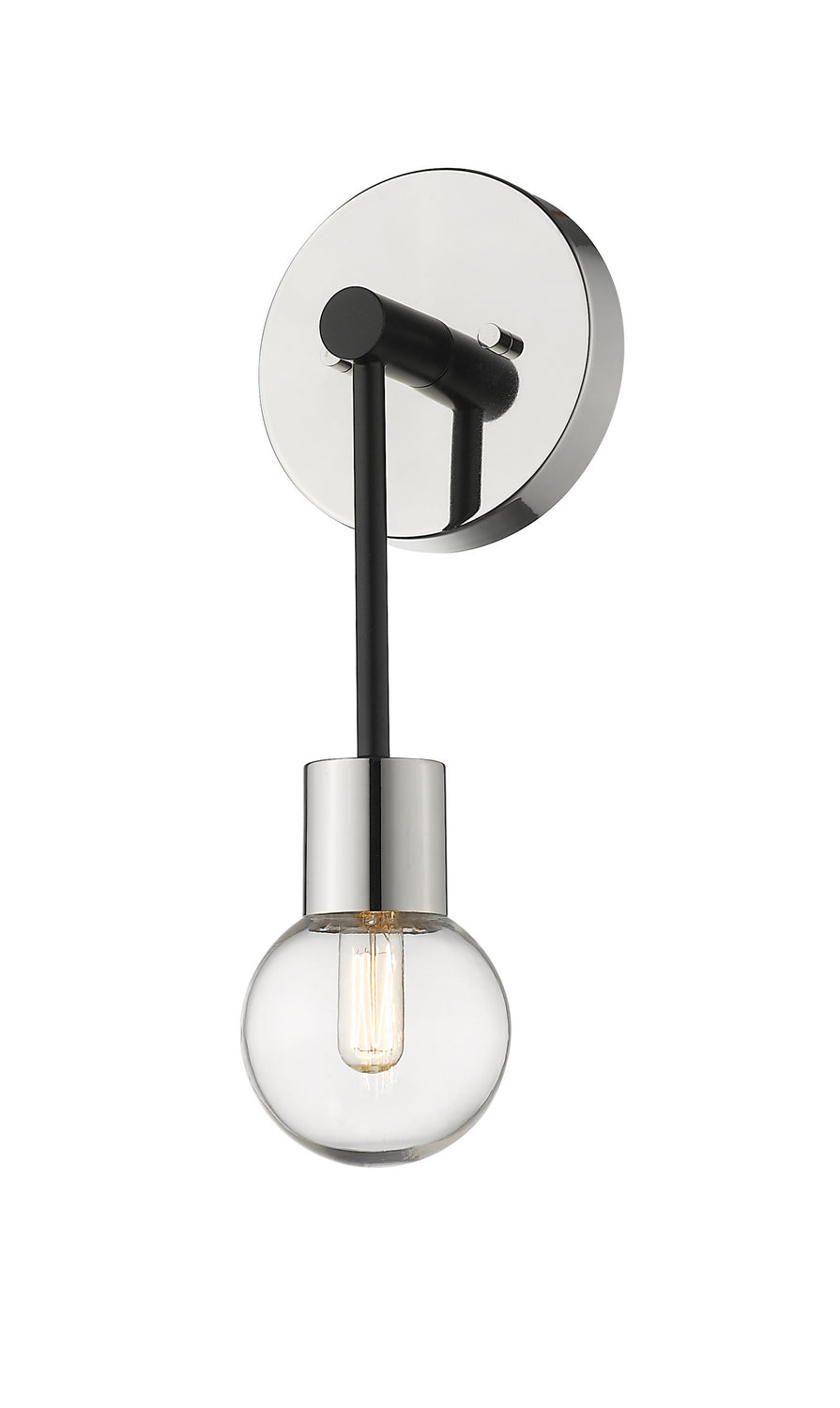 Neutra One Light Wall Sconce in Matte Black + Polished Nickel - available from The Lighting Shoppe, trusted by Canadian homeowners