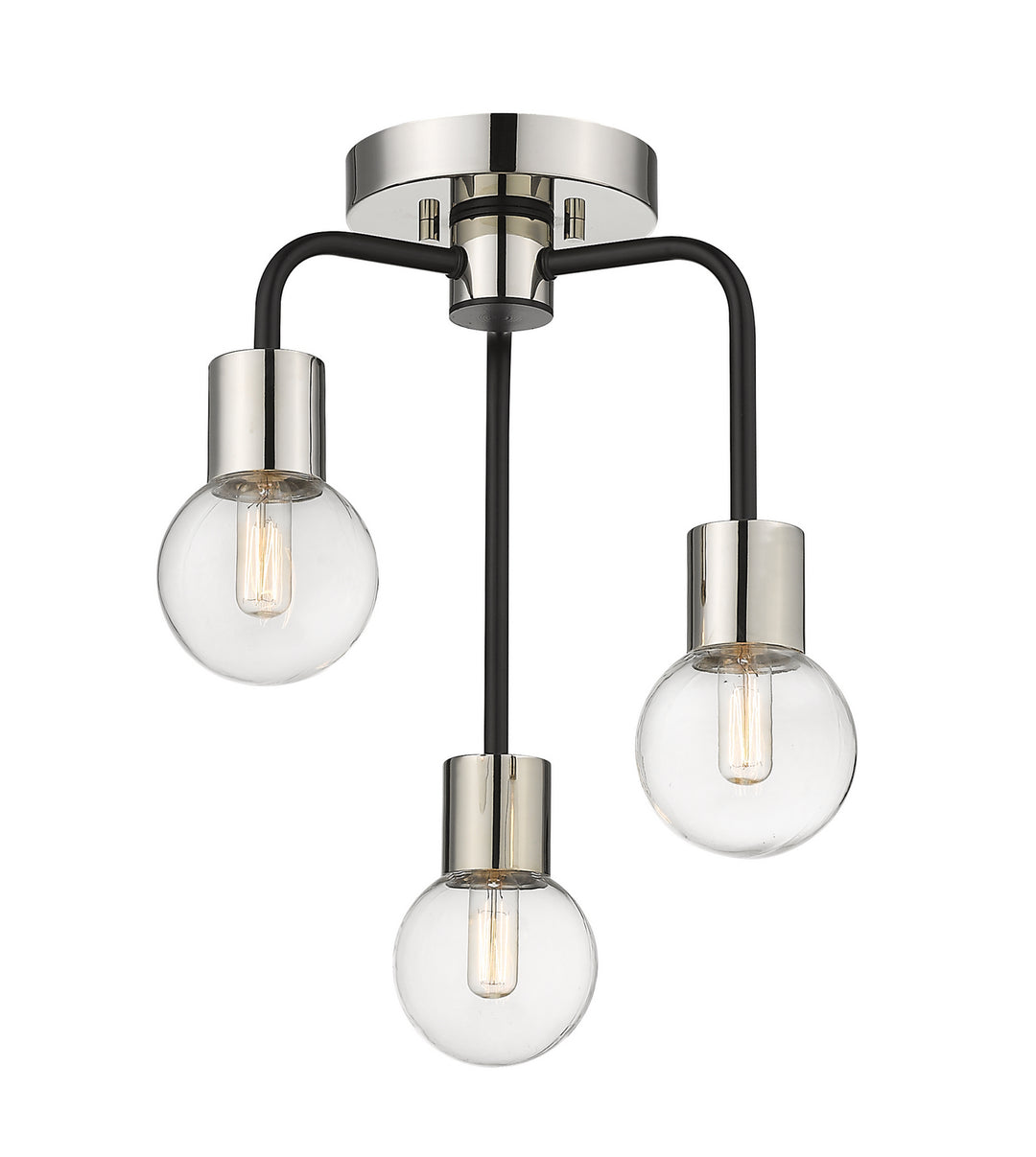 Neutra Three Light Semi Flush Mount in Matte Black + Polished Nickel - available from The Lighting Shoppe, trusted by Canadian homeowners