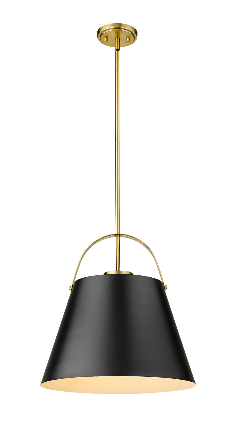 Z-Studio One Light Pendant in Matte Black + Heritage Brass - available from The Lighting Shoppe, trusted by Canadian homeowners