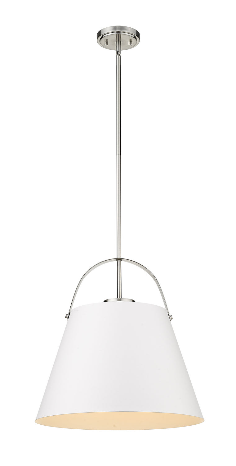 Z-Studio One Light Pendant in Matte White + Brushed Nickel - available from The Lighting Shoppe, trusted by Canadian homeowners