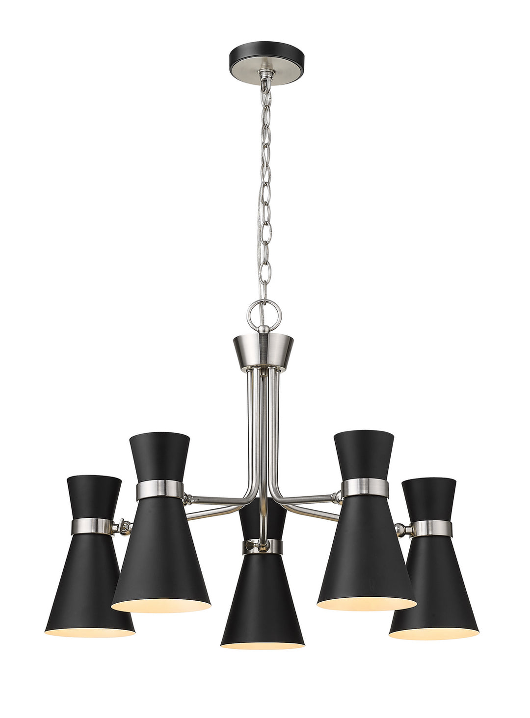 Soriano Five Light Chandelier in Matte Black + Brushed Nickel - available from The Lighting Shoppe, trusted by Canadian homeowners