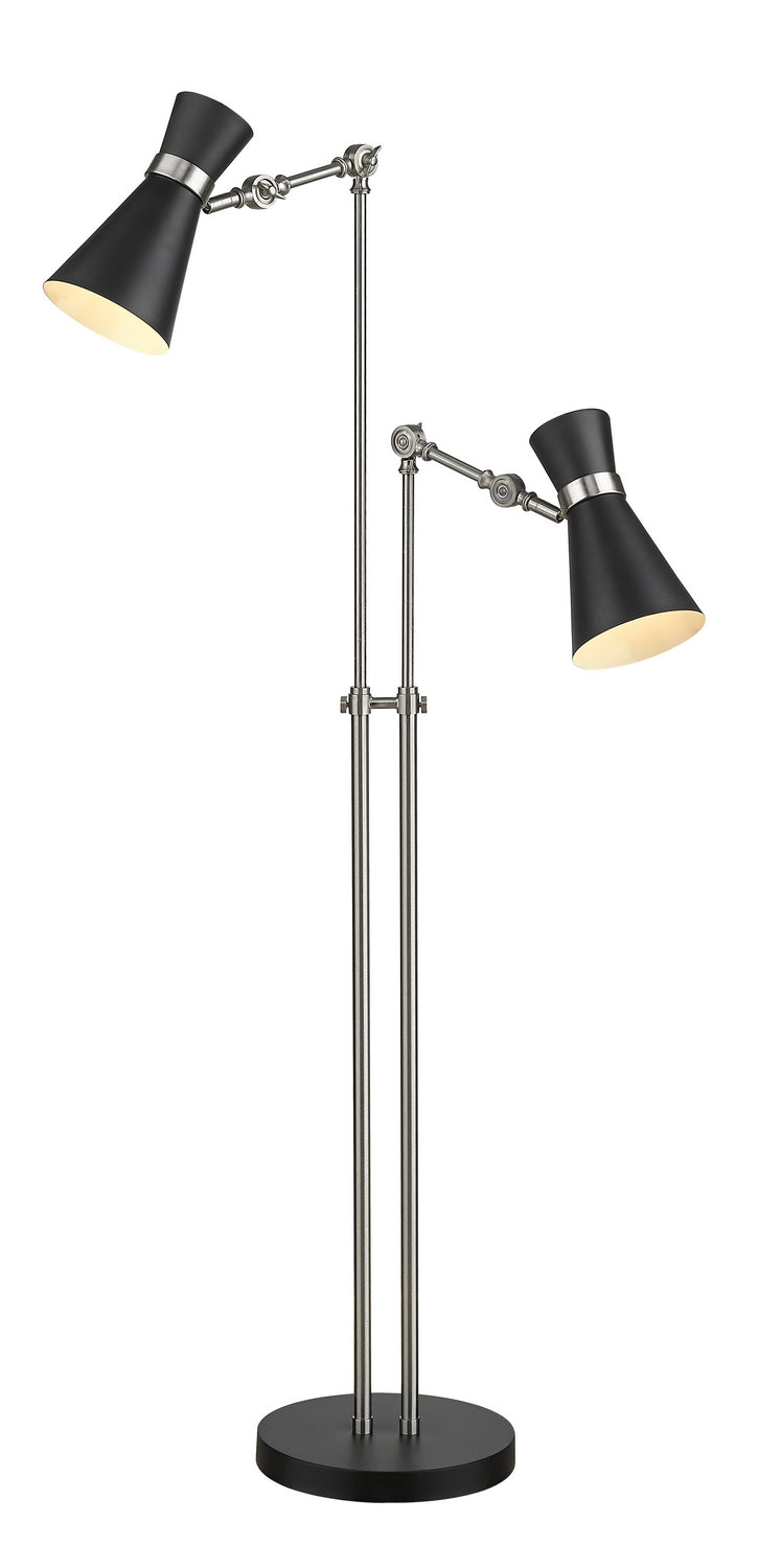 Soriano Two Light Floor Lamp in Matte Black + Brushed Nickel - available from The Lighting Shoppe, trusted by Canadian homeowners