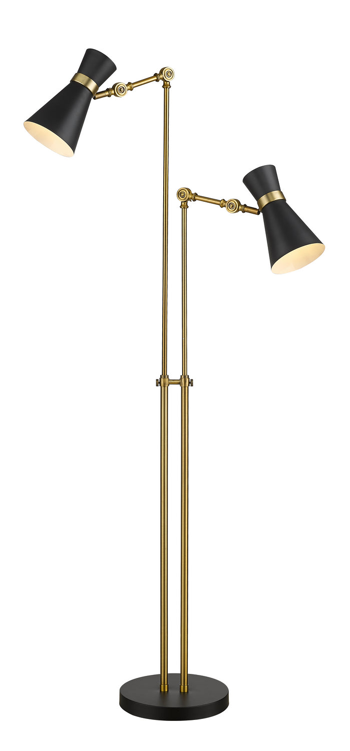 Soriano Two Light Floor Lamp in Matte Black + Heritage Brass - available from The Lighting Shoppe, trusted by Canadian homeowners