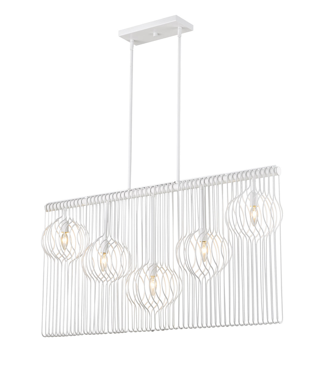 Contour Five Light Linear Chandelier in White - available from The Lighting Shoppe, trusted by Canadian homeowners
