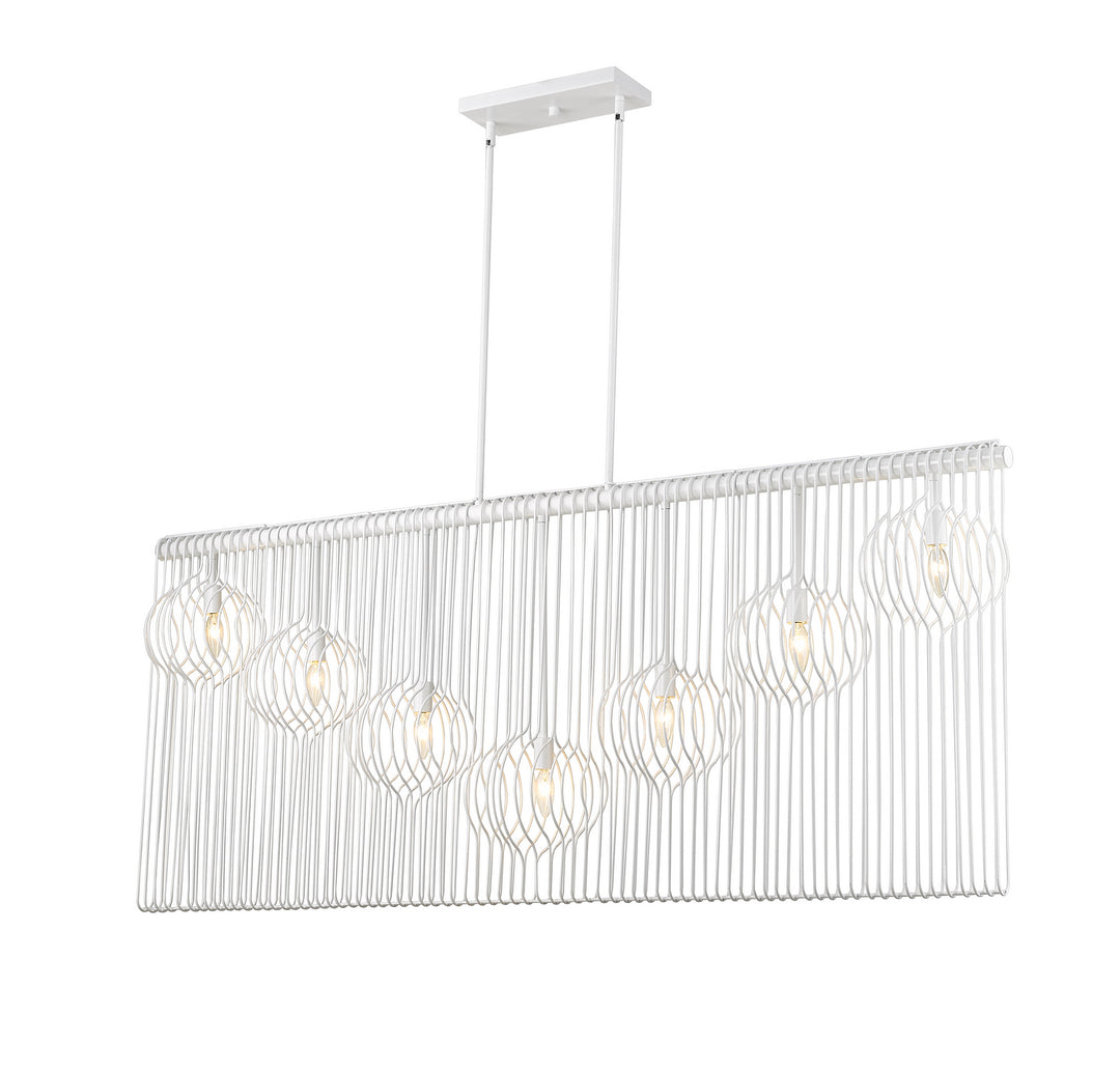 Contour Seven Light Linear Chandelier in White - available from The Lighting Shoppe, trusted by Canadian homeowners