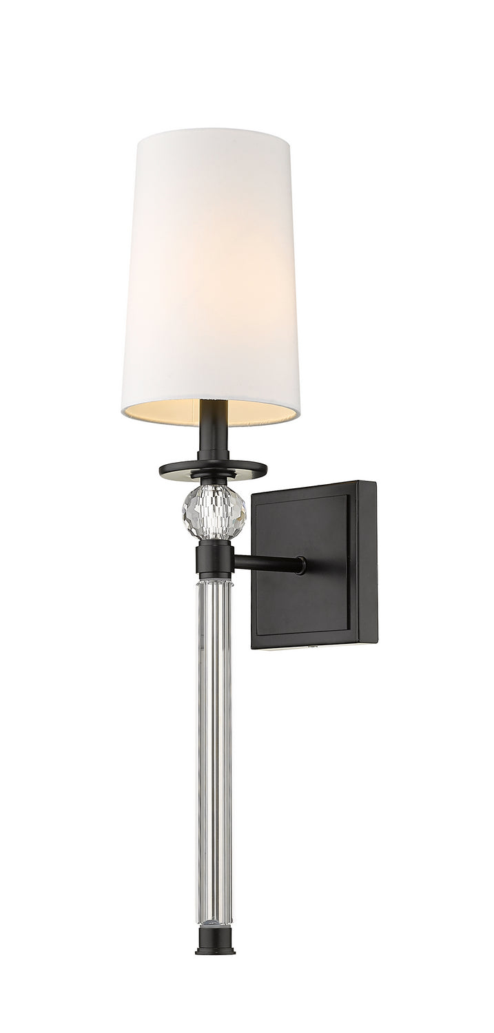 Mia One Light Wall Sconce in Matte Black - available from The Lighting Shoppe, trusted by Canadian homeowners