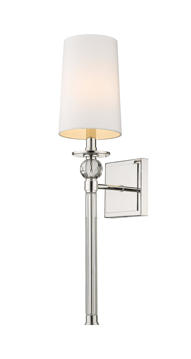 Mia One Light Wall Sconce in Polished Nickel - available from The Lighting Shoppe, trusted by Canadian homeowners
