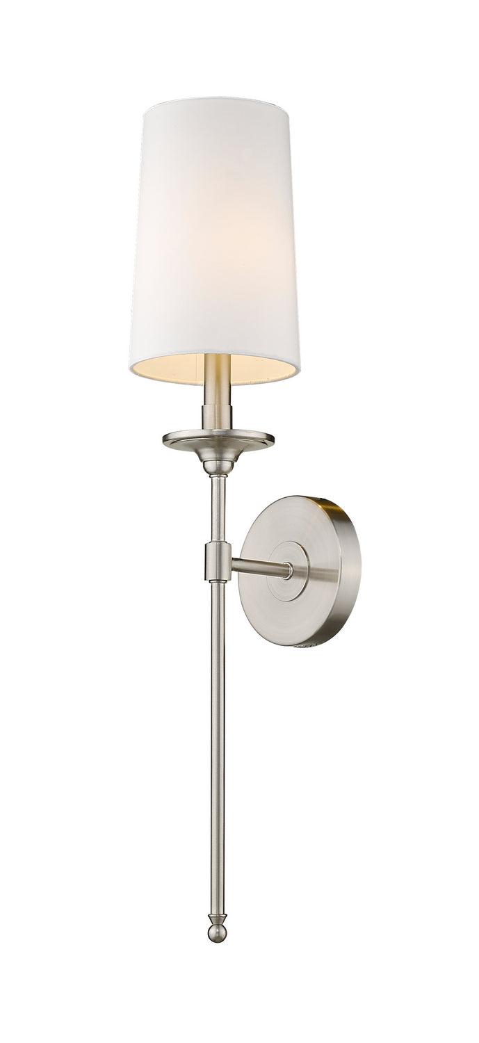 Emily One Light Wall Sconce in Brushed Nickel - available from The Lighting Shoppe, trusted by Canadian homeowners