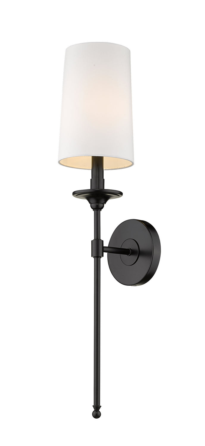 Emily One Light Wall Sconce in Matte Black - available from The Lighting Shoppe, trusted by Canadian homeowners