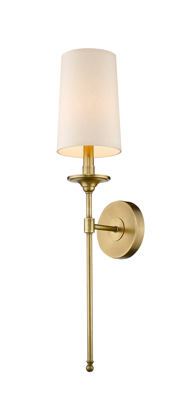 Emily One Light Wall Sconce in Rubbed Brass - available from The Lighting Shoppe, trusted by Canadian homeowners