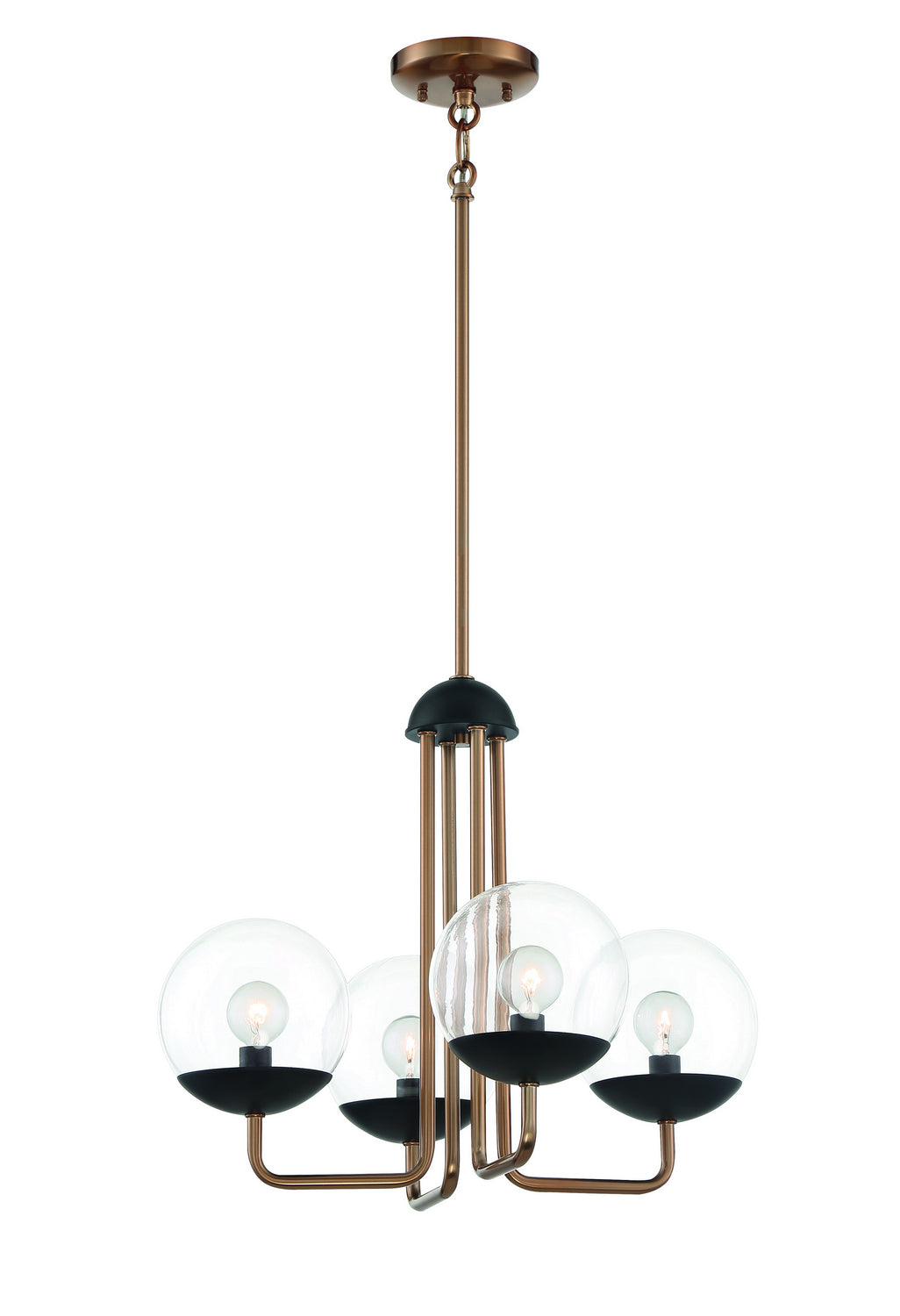 Outer Limits Four Light Chandelier in Painted Bronze With Natural Brushed Brass - available from The Lighting Shoppe, trusted by Canadian homeowners