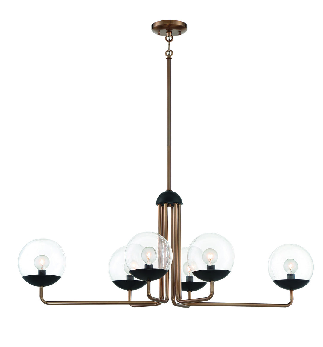 Outer Limits Six Light Island Pendant in Painted Bronze With Natural Brushed Brass - available from The Lighting Shoppe, trusted by Canadian homeowners