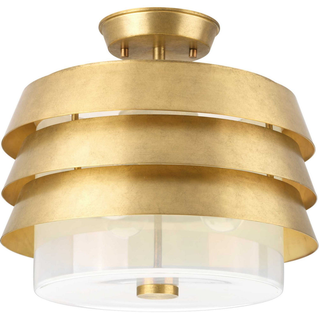 Progress Canada - P350141-160 - Three Light Semi Flush Mount - Point Dume-Sandbar - Brushed Brass