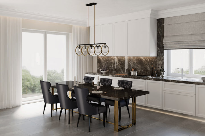 Artcraft Canada - AC10896VB - Five Light Island Pendant - Lugano - Black & Vintage Brass