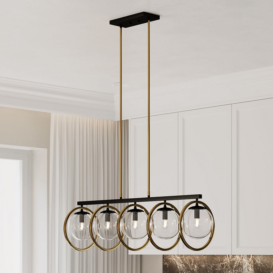 Artcraft Canada - AC10896VB - Five Light Island Pendant - Lugano - Black & Vintage Brass