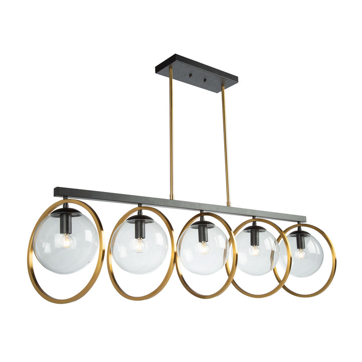 Artcraft Canada - AC10896VB - Five Light Island Pendant - Lugano - Black & Vintage Brass