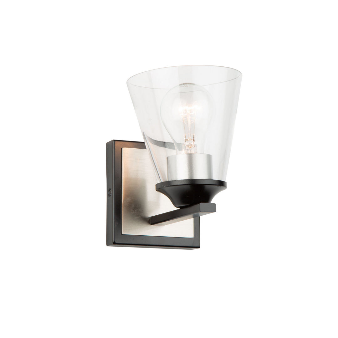 Wheaton One Light Wall Sconce in Black & Brushed Nickel - available from The Lighting Shoppe, trusted by Canadian homeowners