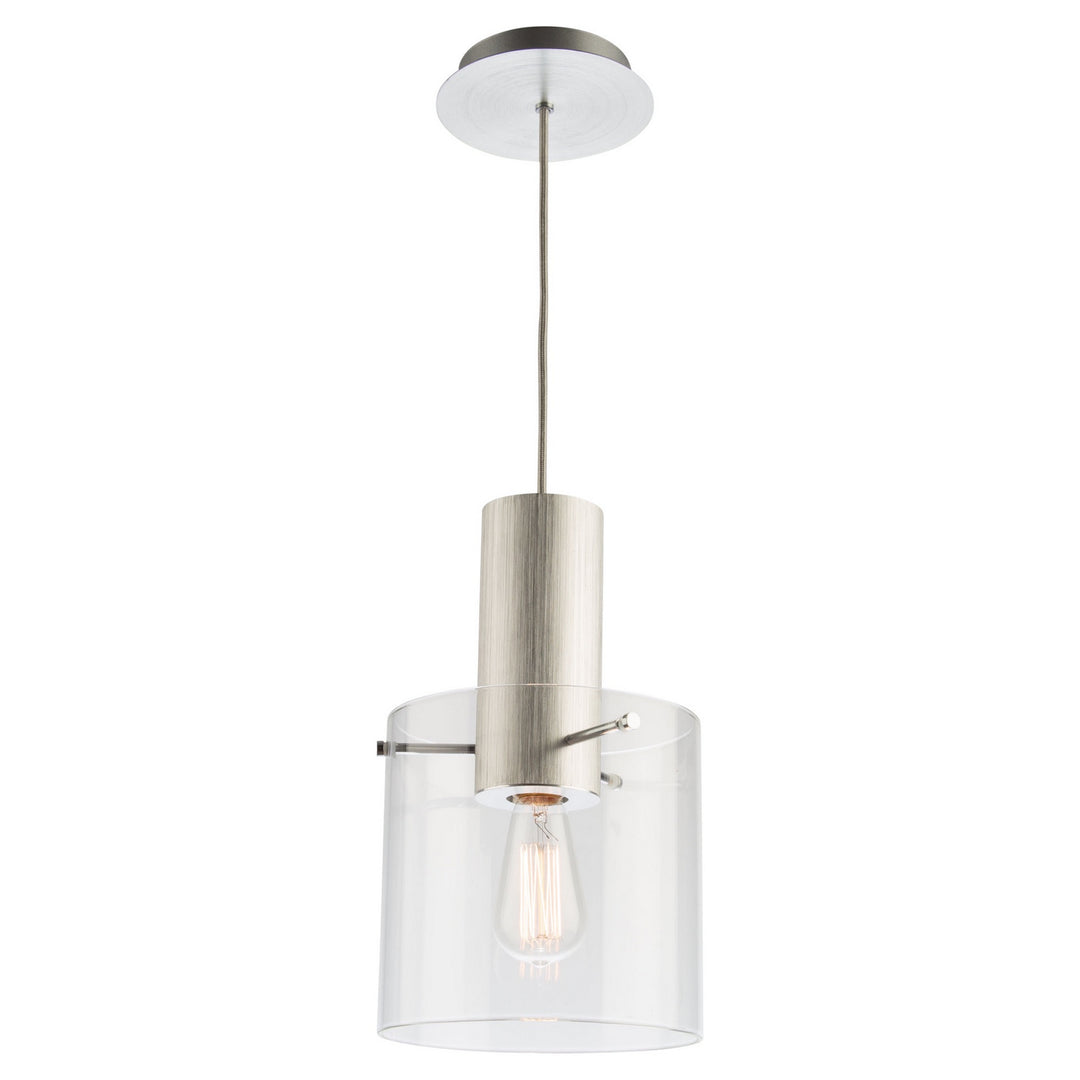 Henley One Light Pendant in Brushed Aluminum & Clear Glass - available from The Lighting Shoppe, trusted by Canadian homeowners