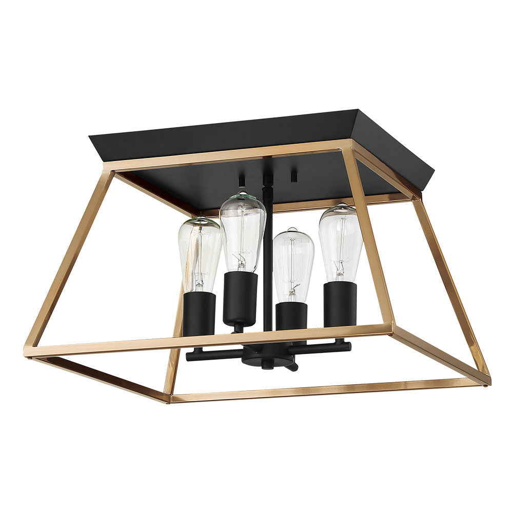 Eglo Canada - 204599A - Four Light Ceiling Mount - Paulino - Brushed Gold And Matte Black