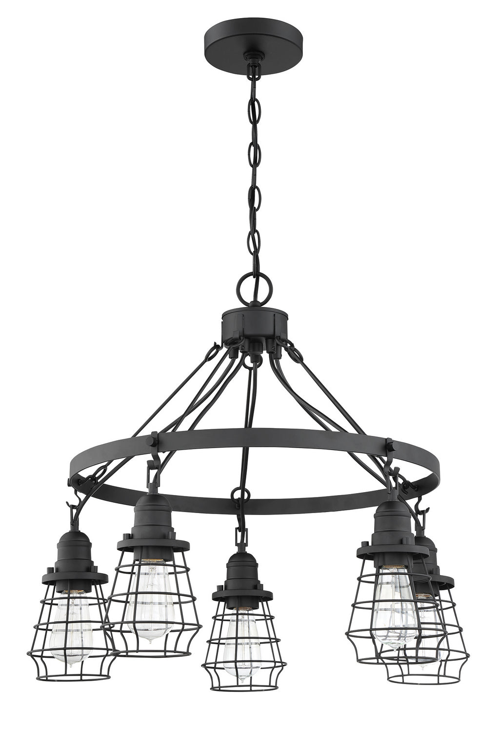 Thatcher Five Light Chandelier in Flat Black - available from The Lighting Shoppe, trusted by Canadian homeowners