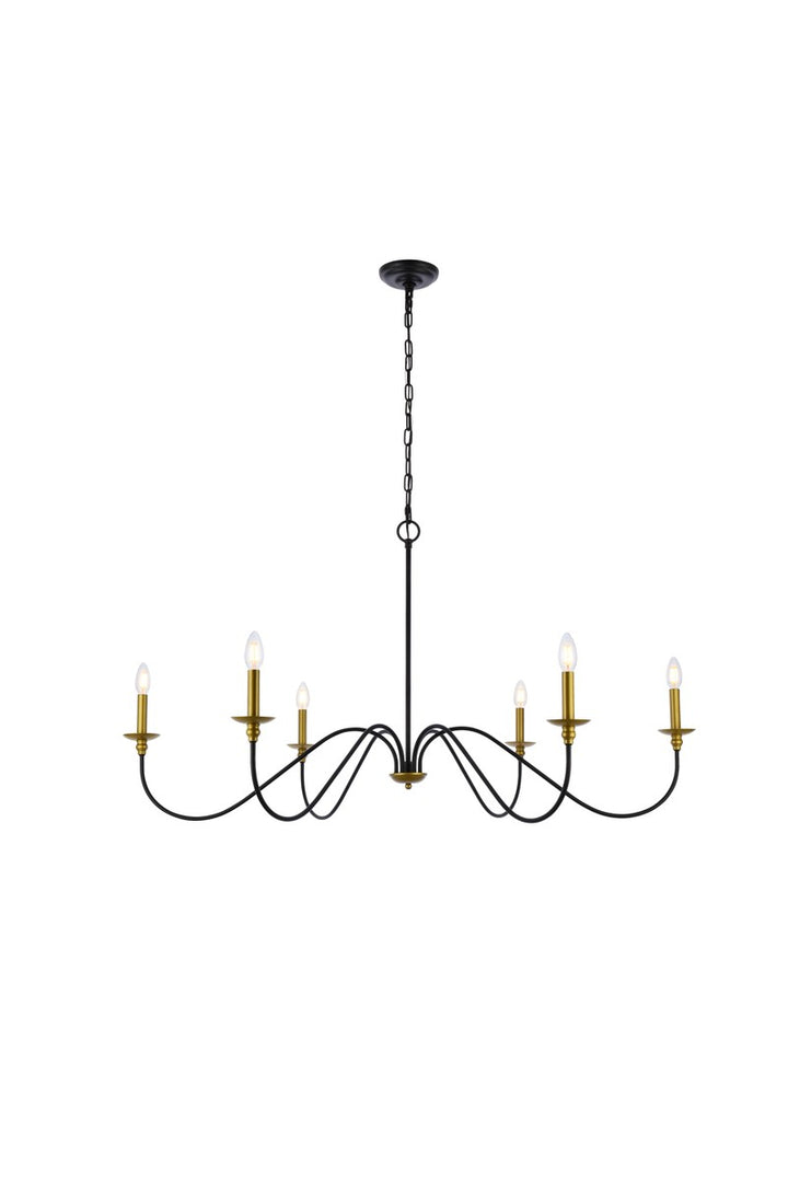 Elegant Lighting - LD5056D48BRB - Six Light Chandelier - Rohan - Brass and Black