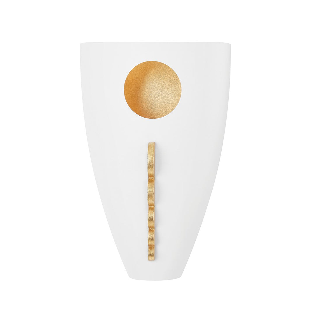 Ari One Light Wall Sconce in Gold Leaf/White - available from The Lighting Shoppe, trusted by Canadian homeowners