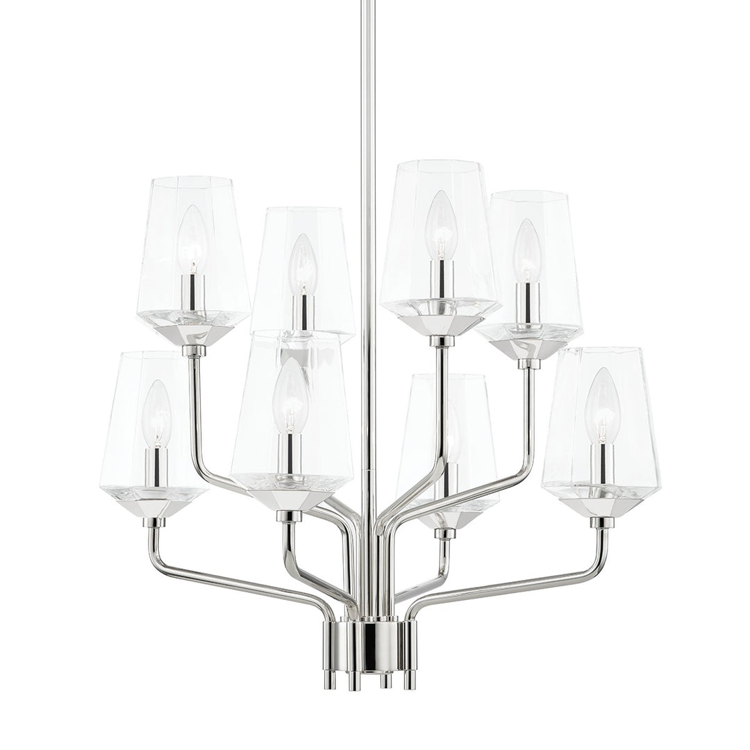 Kayla Eight Light Chandelier in Polished Nickel - available from The Lighting Shoppe, trusted by Canadian homeowners