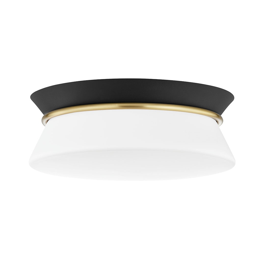 Cath Two Light Flush Mount in Aged Brass/Black - available from The Lighting Shoppe, trusted by Canadian homeowners