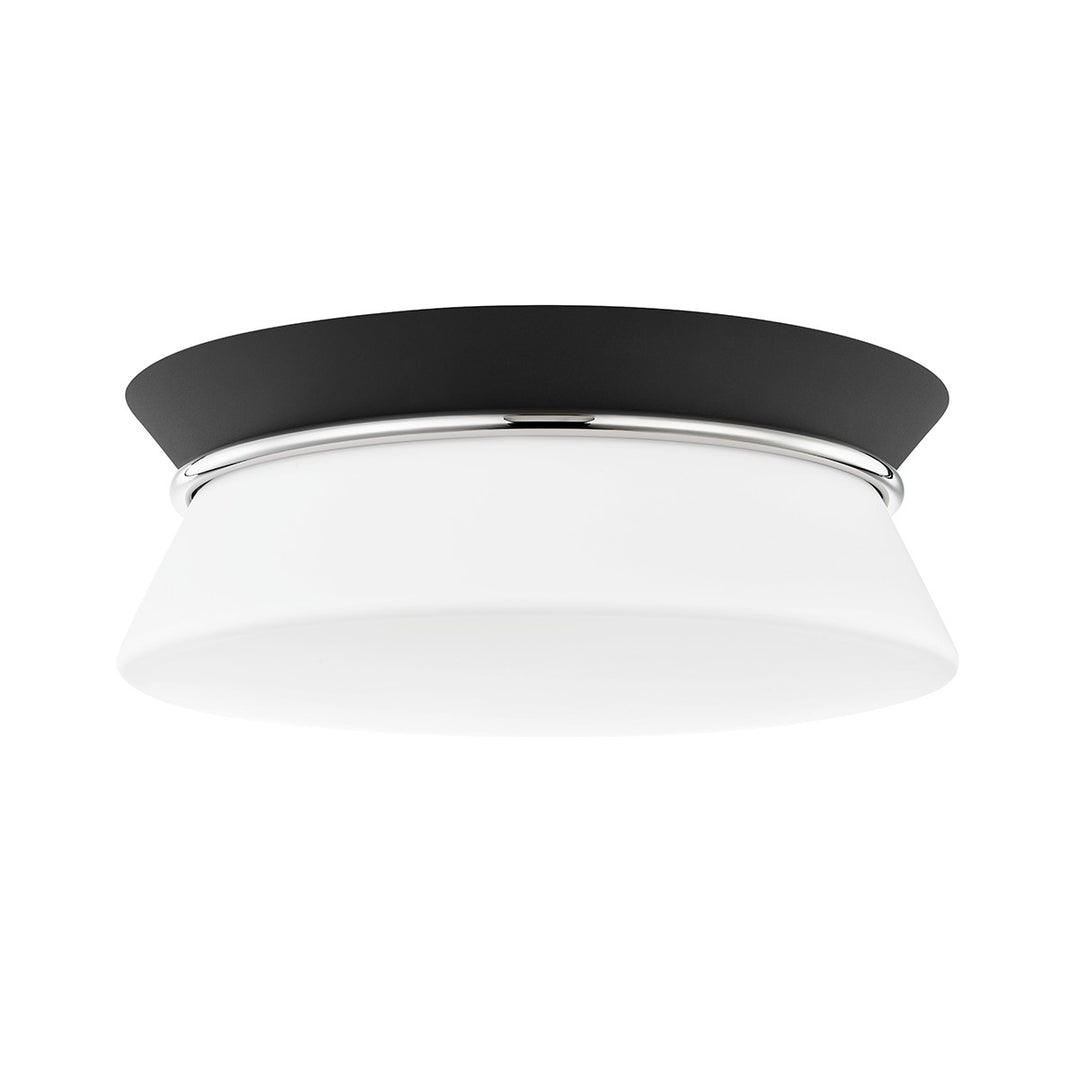 Cath Two Light Flush Mount in Polished Nickel/Black - available from The Lighting Shoppe, trusted by Canadian homeowners