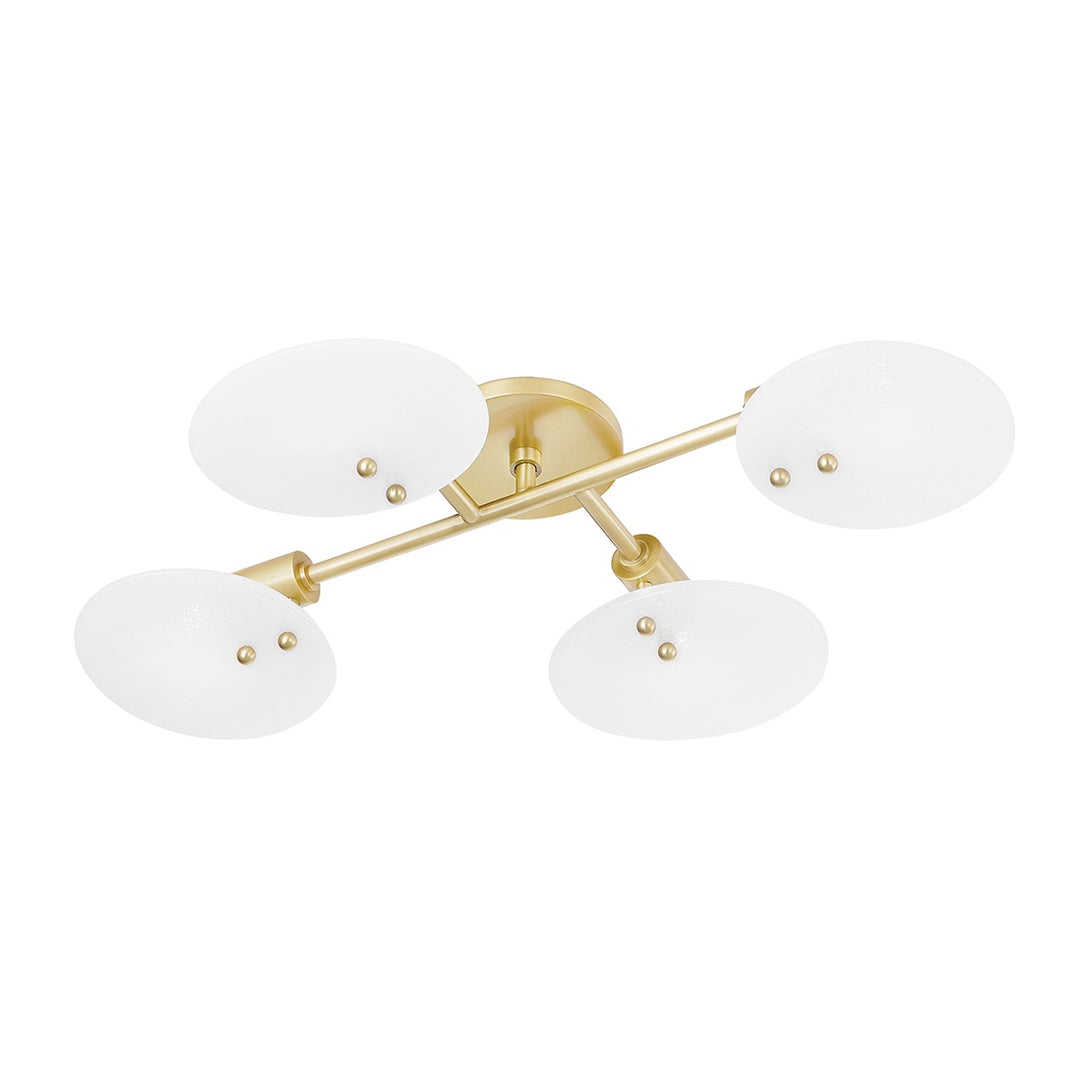 Giselle Four Light Semi Flush Mount in Aged Brass - available from The Lighting Shoppe, trusted by Canadian homeowners