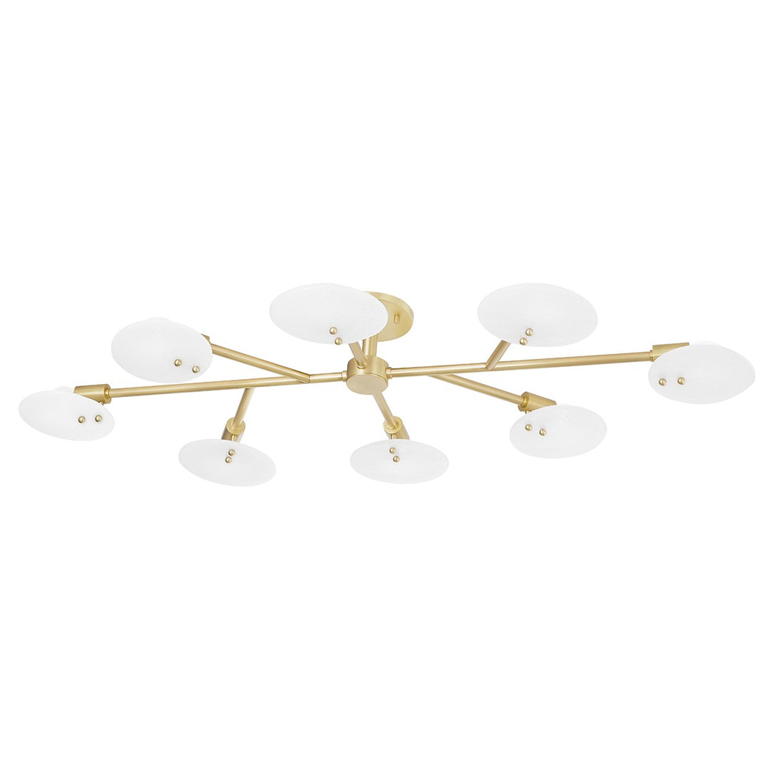 Giselle Eight Light Semi Flush Mount in Aged Brass - available from The Lighting Shoppe, trusted by Canadian homeowners
