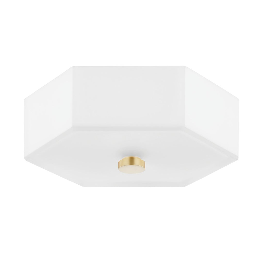 Lizzie Two Light Flush Mount in Aged Brass/Polished Nickel Combo - available from The Lighting Shoppe, trusted by Canadian homeowners