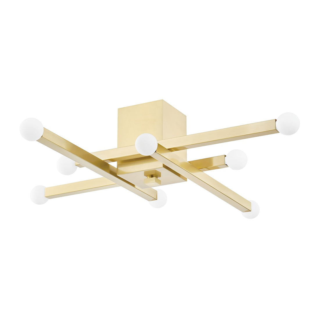 Dona Eight Light Flush Mount in Aged Brass - available from The Lighting Shoppe, trusted by Canadian homeowners