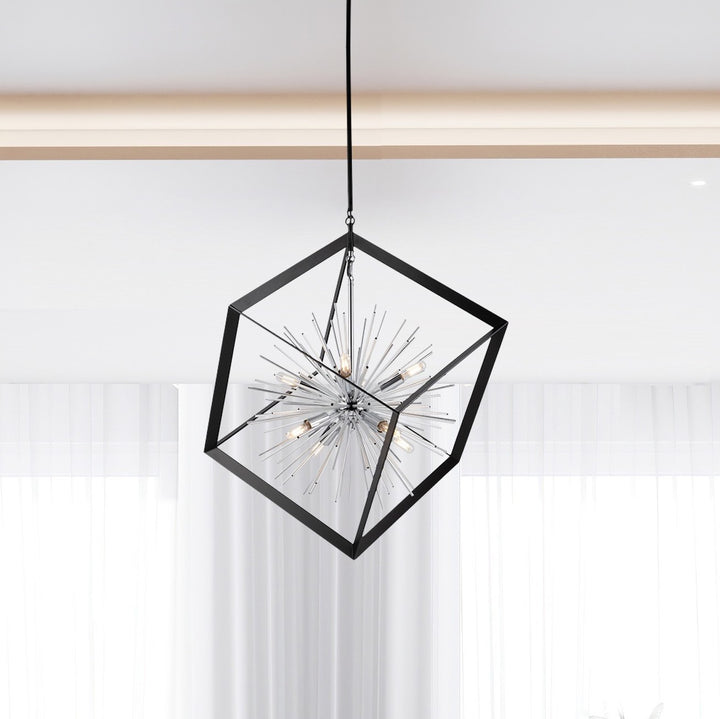 Artcraft Canada - AC11440CH - Eight Light Chandelier - Sunburst - Matte Black & Chrome