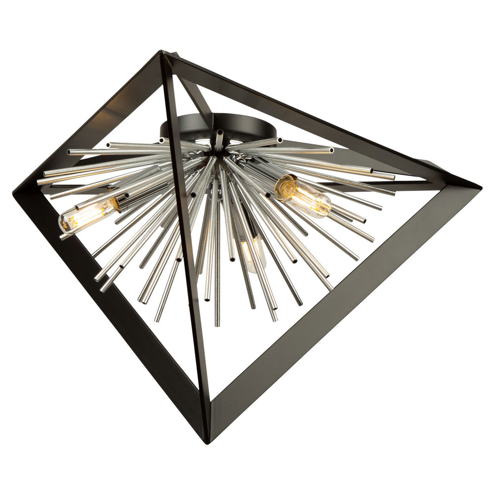 Artcraft Canada - AC11442CH - Three Light Flush Mount - Sunburst - Matte Black & Chrome