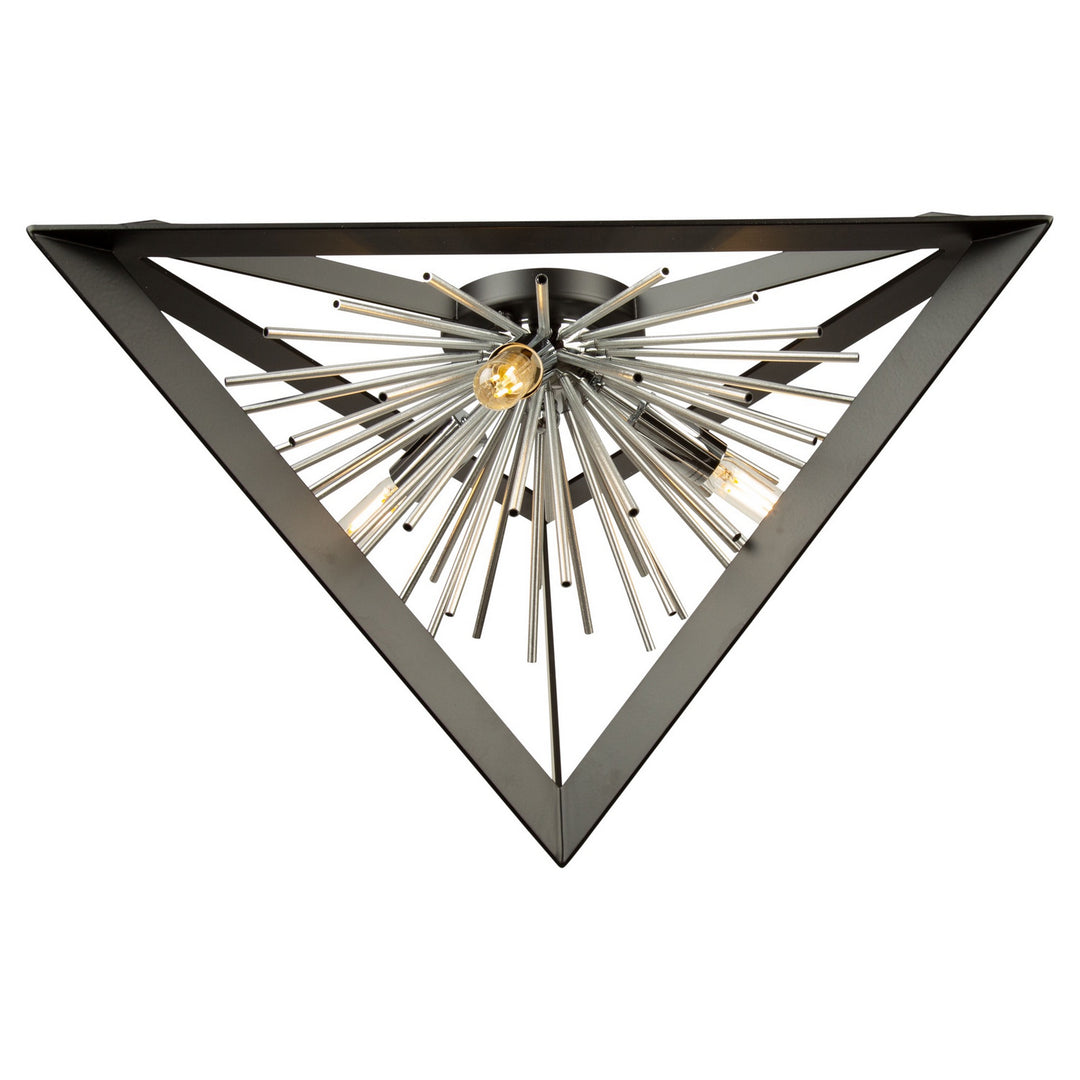 Artcraft Canada - AC11442CH - Three Light Flush Mount - Sunburst - Matte Black & Chrome