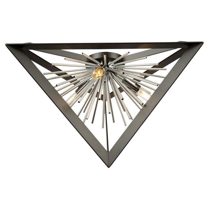 Artcraft Canada - AC11442CH - Three Light Flush Mount - Sunburst - Matte Black & Chrome