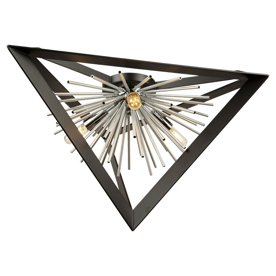 Artcraft Canada - AC11442CH - Three Light Flush Mount - Sunburst - Matte Black & Chrome