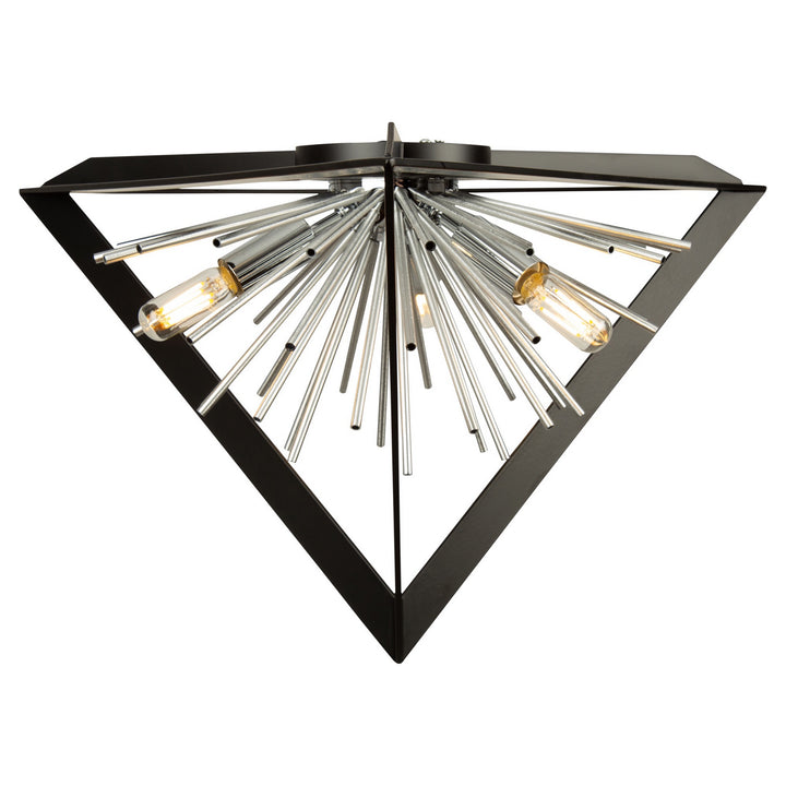 Artcraft Canada - AC11442CH - Three Light Flush Mount - Sunburst - Matte Black & Chrome