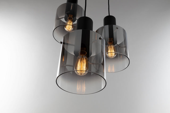 Artcraft Canada - AC11523SM - Three Light Chandelier - Henley - Satin Black & Smoke Glass