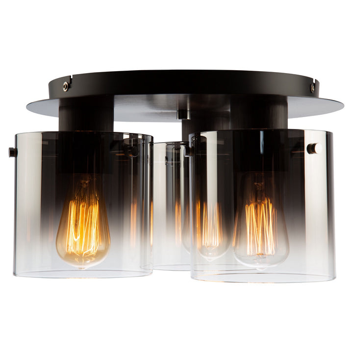 Artcraft Canada - AC11524SM - Three Light Flush Mount - Henley - Satin Black & Smoke Glass