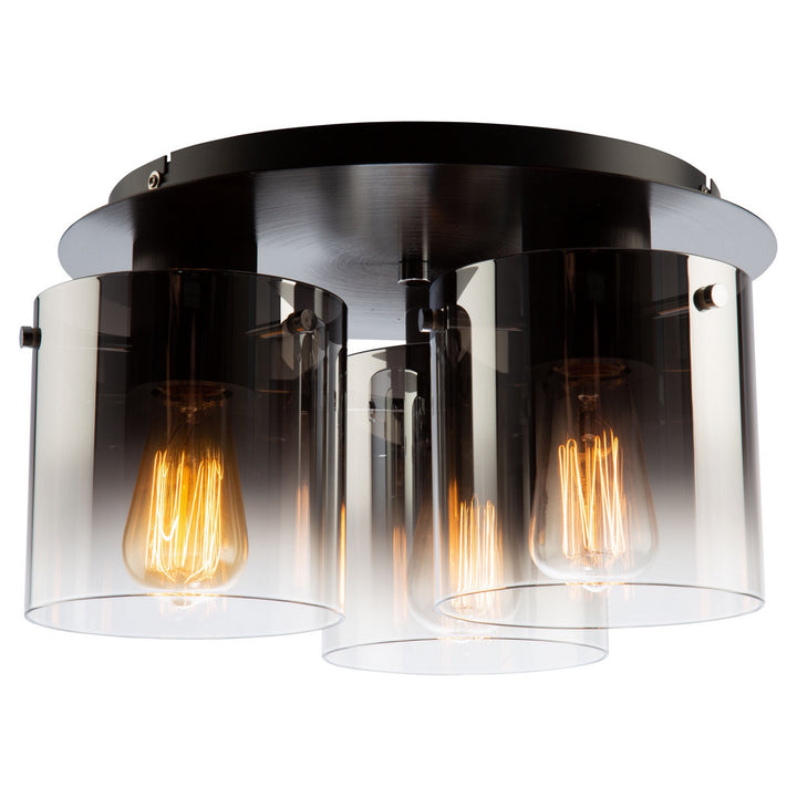 Artcraft Canada - AC11524SM - Three Light Flush Mount - Henley - Satin Black & Smoke Glass