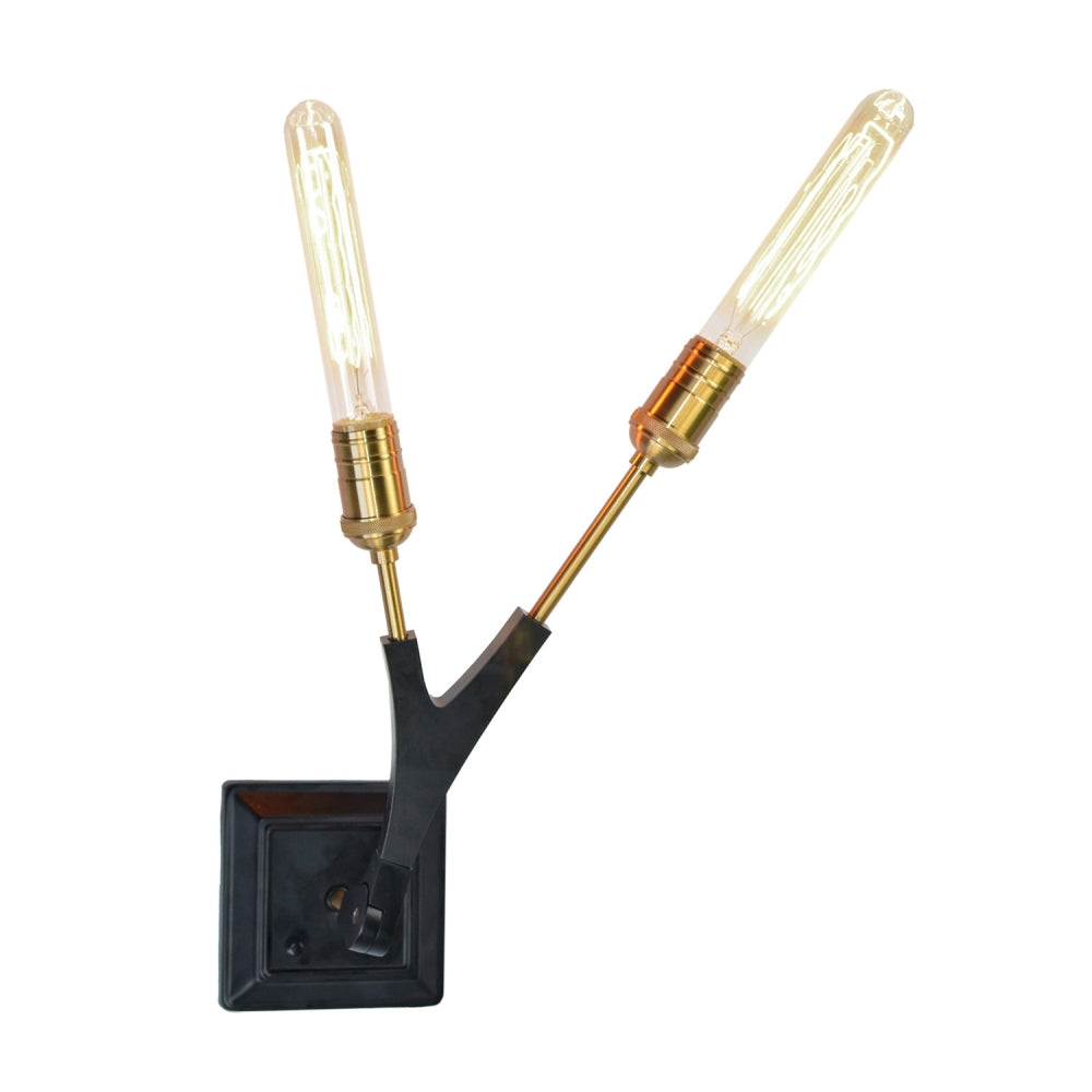 Filiali Two Light Wall Mount in Black & Harvest Brass - available from The Lighting Shoppe, trusted by Canadian homeowners