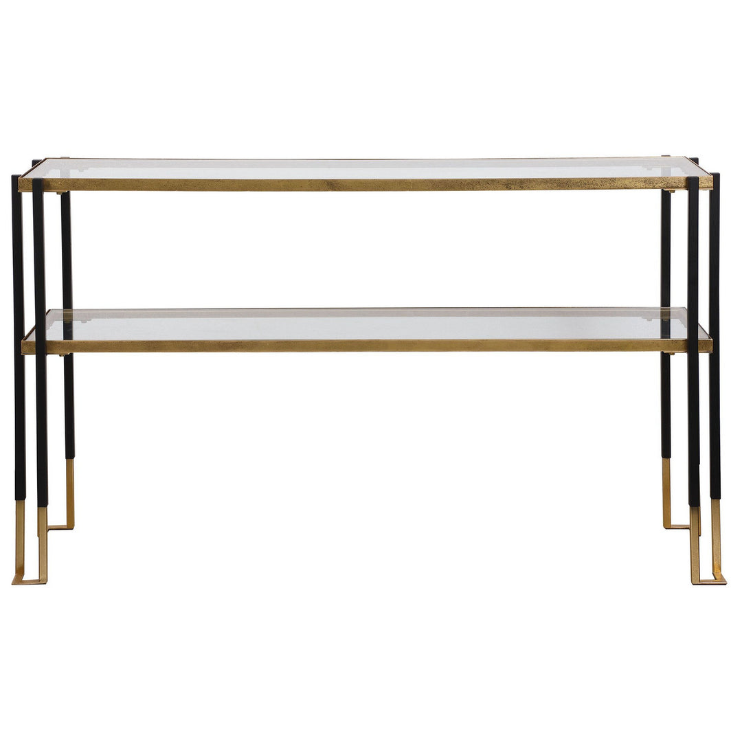 Kentmore Console Table in Matte Black And Brushed Gold - available from The Lighting Shoppe, trusted by Canadian homeowners