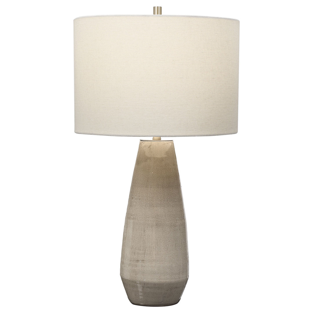 Volterra One Light Table Lamp in Antique Brushed Brass - available from The Lighting Shoppe, trusted by Canadian homeowners